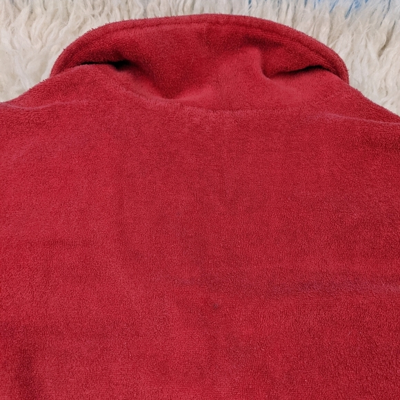 Vintage 80s 90s Terry Cloth Red Collar Shirt Top - Picture 4 of 4